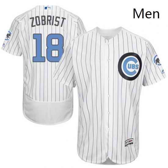 Mens Majestic Chicago Cubs 18 Ben Zobrist Authentic White 2016 Fathers Day Fashion Flex Base MLB Jersey